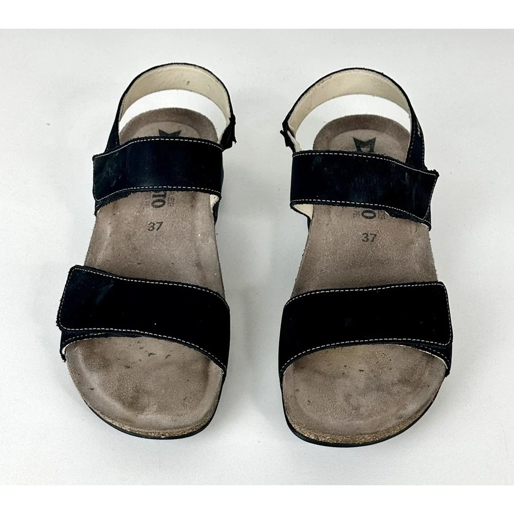 Mephisto Agave Black Bucksoft Anklestrap Comfort Sandal Women's EU‎ 37 US 7